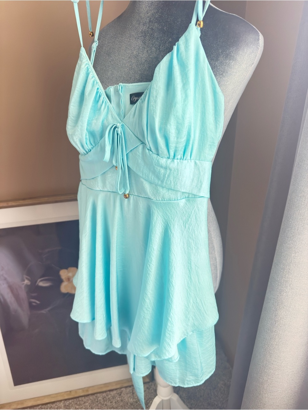 Crystal Doll Tiffany Green  Spaghetti Strap Romper